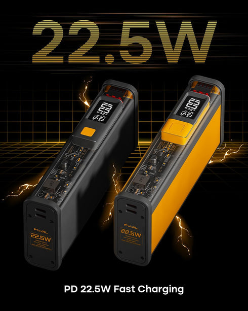 21700mAh 22.5W Portable Power Bank, Transparent Design, Intelligent Screen, 2 USB A & USB C Fast Charging, Compact External Battery Pack with LED ...