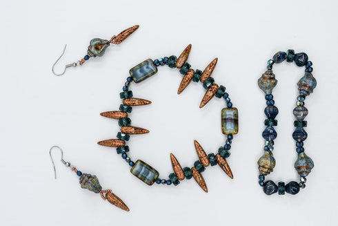 2.1oz (60 g) Mix of Unique Czech Bohemia Glass Pressed Beads, Dark Blue, Table Cut, Matte and Glossy, Faceted Fire Polish, Hand Made Set Kit BCV...