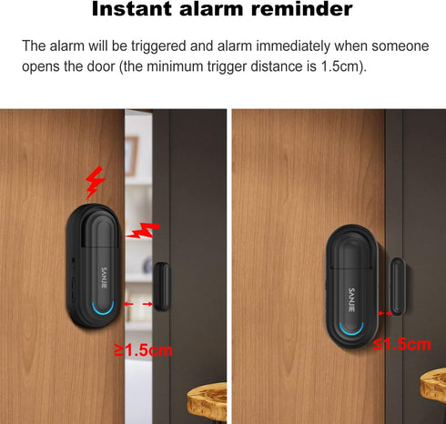 SanJie Door Window Alarm Sensors for Kids Safety/Home Security?Entry Alert when Door Opens 0-120 dB Volume Ajustable with 4 Modes DIY Kit Burglar ...