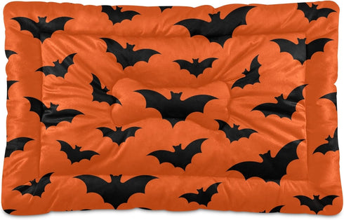 Happy Halloween Dog Bed Mat for Small Dog Puppy Cat Kitten, Halloween Bats Pattern Ultra Soft Pet Bed Mattress for Crate with Anti-Slip Washable, ...