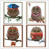 Cross Stitch Kits, Awesocrafts Owls 4 Four Seasons Easy Patterns Cross Stitching Embroidery Kit Supplies, Stamped or Counted (Stamped)...