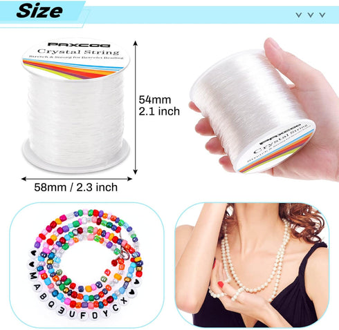 Bracelet String, Paxcoo 2 Rolls Elastic Stretchy Bead String Cord for Clay Beads Kandi Pony Beads Bracelets Jewelry Making (0.8 MM, Crystal)...