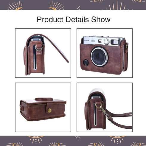 MUZIRI KINOKOO Case for Instax Mini EVO Camera - PU Leather Protective Case with Opening Bottom for Fuji Instax Mini EVO with Adjustable Shoulder ...