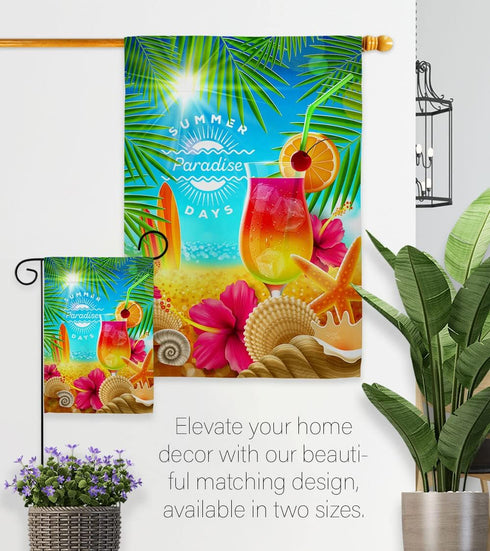 Breeze Decor Summer in Paradise Garden Flag Fun The Sun Beach Pool Luau Tropical Party Season Outdoor Summertime Sunny House Decoration Banner Sma...
