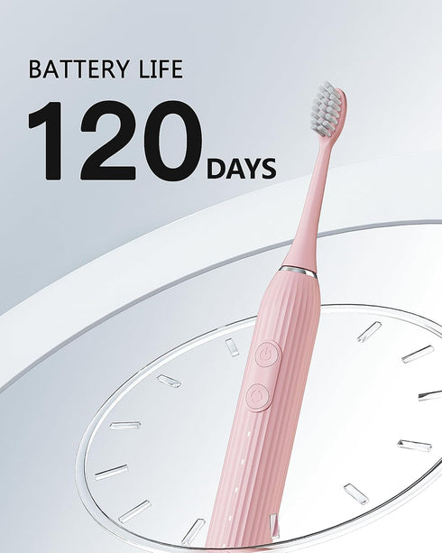 Electric Toothbrush for Adults, USB Rechargeable Sonic Toothbrush with 5 Modes, Fast Charge for 120 Days, 3-Head Electric Toothbrush for Gum Care ...