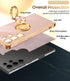 LeYi for Samsung Galaxy S24 Ultra Phone Case: with 360° Rotatable Ring Holder Magnetic Kickstand, Plating Rose Gold Edge Protective Samsung Galaxy...