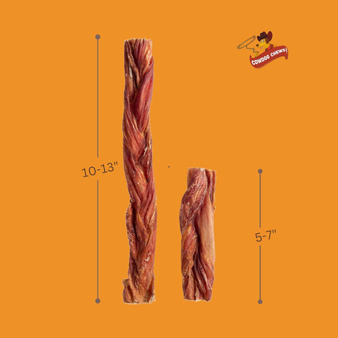 Beef Braided Sticks Dog Treats 5-7" (5 Pack) - Odor-Free, All Natural Digestible Dog Chews for all sized Dogs...