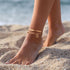 YANODA Gold Ankle Bracelets for Women Waterproof, 14k Gold Plated Layered Snake Anklets Figaro Chain Letter Initial Anklets Handmade Heart Ankle B...