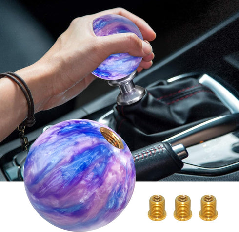 Purple Weighted Round Ball Shift Knob M12*1.25 Universal Mars Style Gear Shifter Knobs Fit for 5 6 Speed Manual and Automatic Vehicles with Three ...
