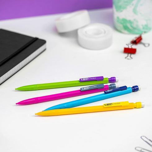 Bic Matic Fun 0.7mm Mechanical Pencils - Assorted Colours, Box of 12,Yellow,Blue,Green,White...