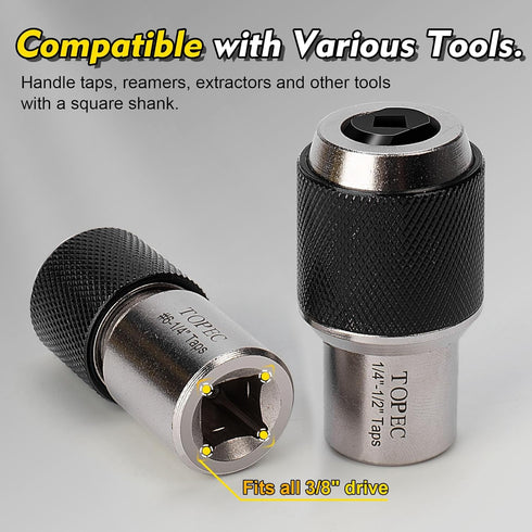 Topec Tap Socket Set, 3PCS Tap Extractor Tool with Adjustable Jaws, Tap Sockets with a 3/8" Socket Adapter, Suitable for Taps, Reamers, Screw Extr...