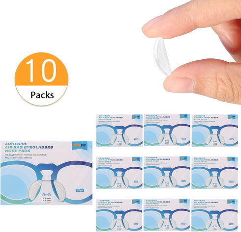2.5mm Eyeglasses Air Bag Stick on Silicone Nose Pads-Upgrade 10Pairs Eyeglasses Nose Pads for Plastic Frame-for Sunglasses Anti-Slip-Glasses Repai...