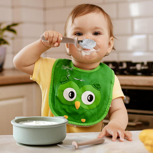 6 Pieces Toddler Utensils, Children Silverware Set with Silicone Handle, Kids Safe Spoons and Forks, Dishwasher Safe, 18/8 Stainless Steel, Food-g...