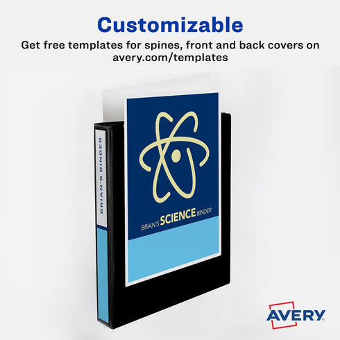 Avery Durable Clear View 3 Ring Binders, 2 Inch EZD Rings, 1 White Binder (09501)...