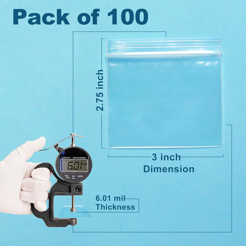 100 Packs Pill Bags 6 mil Sturdy 3x2.75 inch Pill Pouches BPA Free Seal Waterproof Handy Reusable Pill Bags for Travel Small Plastic Bags for Pill...