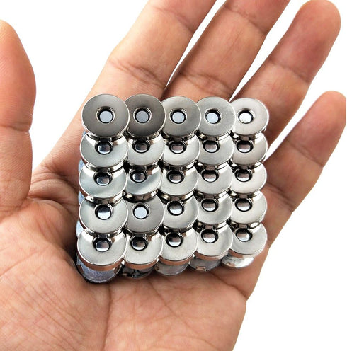 50 Sets Silver Tone Magnetic Purse Snap Clasps Button/Great for Closure Purse Handbag Clothes Sewing Craft No Tools Required 14mm...