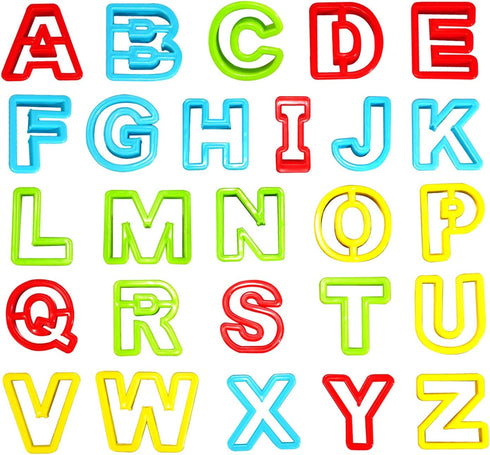 Alphabet Dough Cutter Kit with 26 Capital Letters,Clay Dough Tools Set & Play Dough Non-Toxic Modeling 1 inch-2 inch, Assorted Colors...