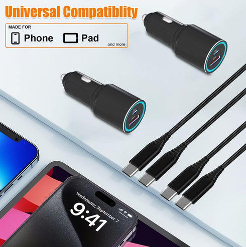 2Pack 48W USB C Car Charger with Cable for Samsung Galaxy S24/S24 Plus/S24Ultra/S23 FE/S23+/A35 5G/A25 5G/A15/A54 A23 A52 A53 A23 A03S,Phone 15 Pr...