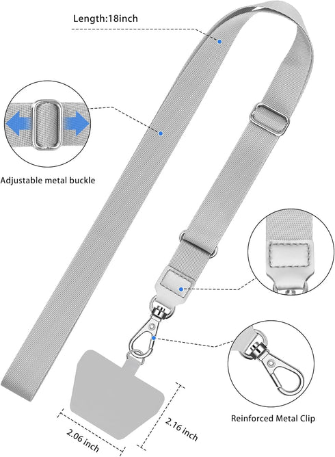 SHANSHUI Phone Lanyard, 2 Pack Phone Lanyard Strap 2X Durable Tether Tab Universal Nylon Phone Neck Phone Charm Crossbody Lanyard for Cell Phone F...