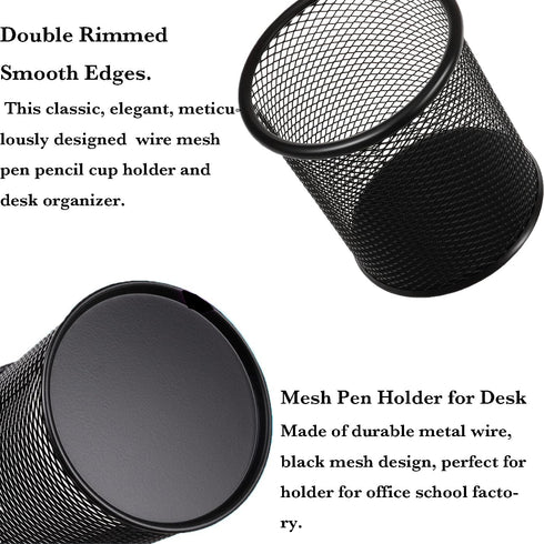 Pen Holder Pencil Holder Mesh Metal Pen Cup Holder Pencil Cup Holder for Desk Office Home Pen Organizer Black, 6 Pack...