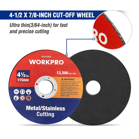 WORKPRO 10-Pack Cut-Off Wheels, 4-1/2 x 7/8-inch Metal&Stainless Steel Cutting Wheel, Thin Metal Cutting Disc for Angle Grinder...