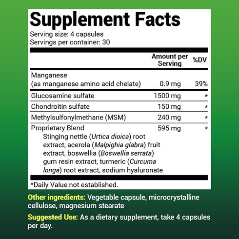 Dr. Berg Glucosamine Chondroitin MSM Turmeric & Boswellia - Advanced Joint Support Supplement with Glucosamine Sulfate 1500mg Capsules - includes ...