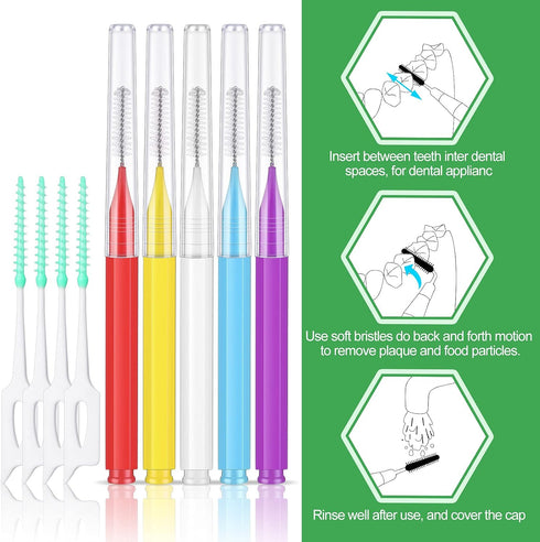 Zopeal 250 Pcs Interdental Brush for Braces Disposable Braces Flossers Dental Picks Floss Toothpick Dental Teeth Flossing Head Oral Hygiene Flosse...