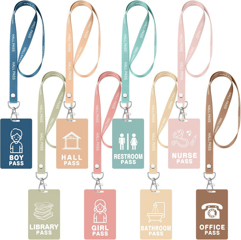 16 Pcs PVC Hall Pass Lanyards Unbreakable Hall Passes Writeable Hall Passes for Classrooms Bathroom Passes for Hall Bathroom Library Office Nurse ...