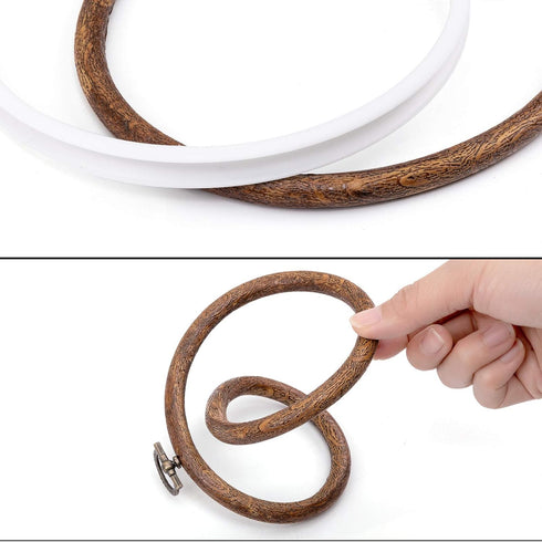joybest 4 Pieces 6 Inch Round Embroidery Hoops Display Frame Circle, Cross Stitch Hoop Ring Imitated Wood Embroidery Kits for Art Craft Sewing and...