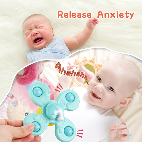 Suction Cup Toy for Baby,3 Pcs Spinning Toy Early Education Bathtub Toy Sea Animals Design Super Suction Intelligence Development High Chair Toys ...