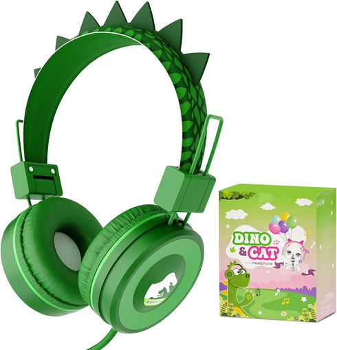 QearFun Dinosaur Headphones for Boys Kids for School,Kids Wired Headphones with Microphone & 3.5mm Jack,Teens Toddlers Noise Cancelling Headphone ...