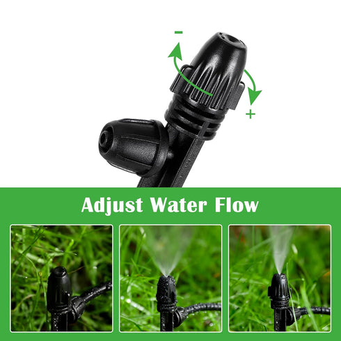 20Pcs Drip Irrigation Spray Emitters?Adjustable 360 Degree Atomizing Nozzles with Lock Barbed for1/4 Tubing Garden Hose Watering System Sprayer Bl...