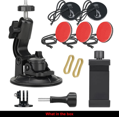 Heavy Duty Super ?90mm Suction Cup + Adjustable Dual-Ball-Head Action Camera Dash Cam Phone Car Mount Windscreen Window Cockpit Holder for GoPro i...