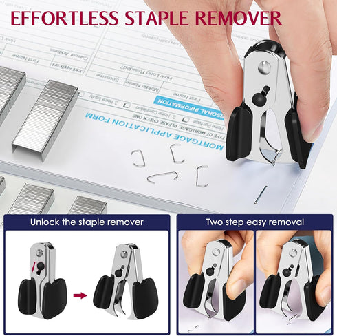 Metal Stapler Heavy Duty 50 Sheet Capacity with 1750 Staples and Staple Remover, Blue Stapler Full Strip Staplers for Desk, No Jam, Non-slip Offic...