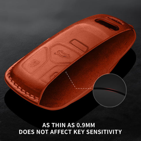 Tukellen for Audi Key Fob Cover Genuine Leather with Keychain,Leather Key Case Protector Compatible Audi A4 Q7 Q5 TT A3 A6 SQ5 R8 S5 Smart Key-Bro...