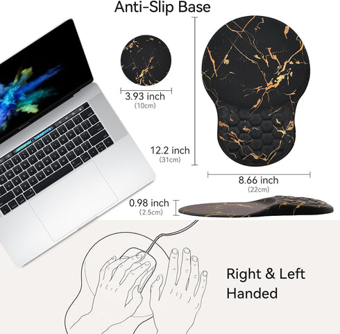 Ospelelf Comfortable Mouse Pad with Wrist Rest, Computer Small Mouse Pad Ergonomic Gaming Mouse Pad with Support, Memory Foam, Non-slip PU Base fo...
