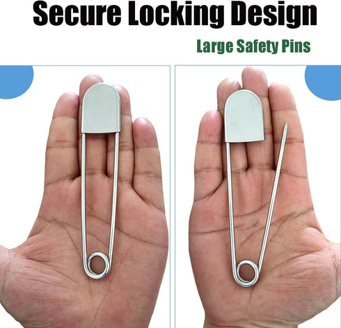 6 Pack Large Safety Pins, 5 Inches Heavy Duty Stainless Steel Oversize Safety Pins, Extra Large Pins for Blankets, Heavy Laundry, Crafts and Decor...