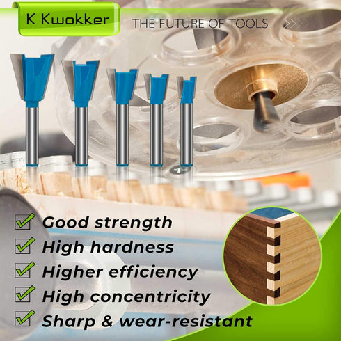 Dovetail Router Bit 1/4 Shank, Dovetail Jig for Router, 1/2" 3/4" 3/8" 5/8" 7/8" Dia Wood Milling Cutter Tool for The Construction of Boxes Drawer...