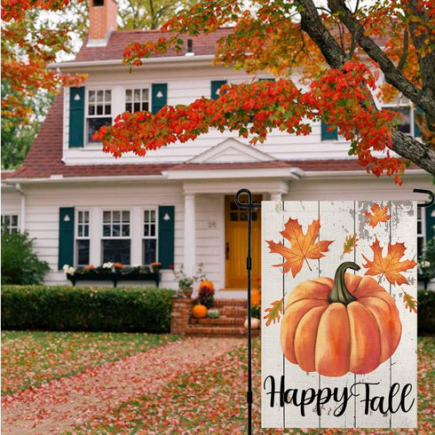 Happy Fall Garden Flag 12×18 Inch Double Sided Vertical Thanksgiving Yard Autumn Pumpkin Outdoor Decor DF076...
