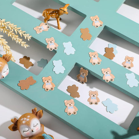 Threan 300 Pieces Bear Confetti Baby Shower Paper Confetti for Holiday Festival Party Table Home Decorations, 0.98 Inch(Blue, Brown)...