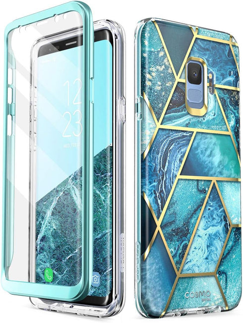 i-Blason Cosmo Series Case for Galaxy S9 (2018 Release), Slim Full-Body Stylish Protective Case with Built-in Screen Protector (Ocean)...