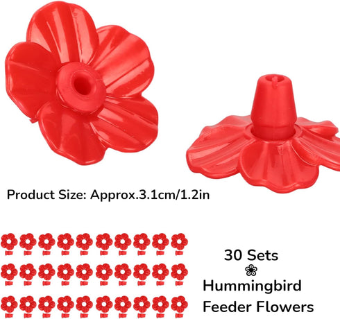 30 Sets Hummingbird Feeder Replacement Flowers, Realistic Designed Hummingbird Flowers, Plastic Hummingbird Feeder Parts, Bee Proof Hummingbird Fe...