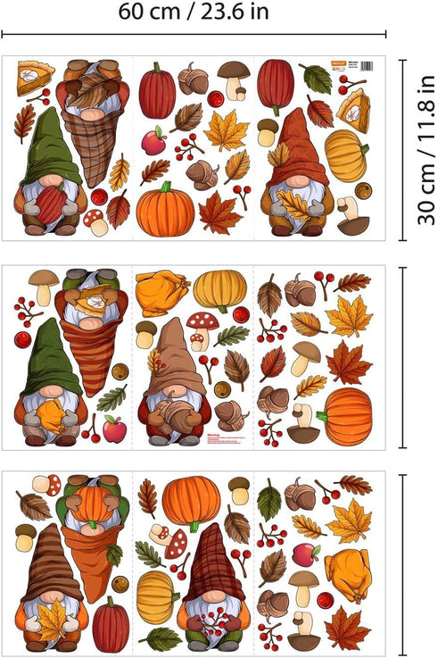 Spring Autumn Window Clings Fall Decor Thanksgiving Decorations Double-Sided Reusable Peel and Stick Removable for Glass Living Room Nursery Room ...