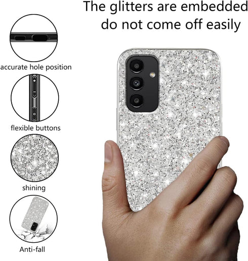 Compatible with Samsung A14 5G Case Glitter Shockproof, Phone Samsung Galaxy A14 5G Case Bling Sparkly TPU and PC Silicone Shiny Girl Women Thin P...