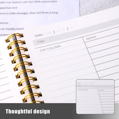 Cornell Notes Notebook, College Ruled Spiral Notebook B5 Hardcover Notebook for Note Taking Office School Black...