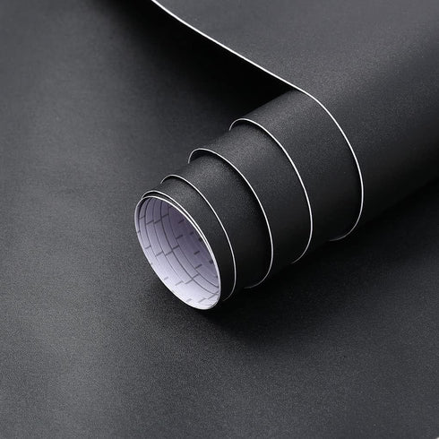 Matte Black Peel and Stick Wallpaper 17"x120", Self-Adhesive and Removable Vinyl Wallpaper Waterproof and Oil Proof Contact Paper for Cabinets Cou...