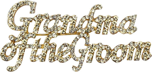 Rhinestone Pin Set-Grandma of the Bride/Groom-Gold Brooch, One Size...