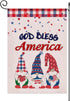 God Bless America Patriotic Garden Flag,4th of July Gnomes with US Star Garden Flag,Spring Summer Independence Day Double Sided Seasonal Burlap Ga...