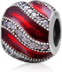 925 Sterling Silver Spacer Charm Anniversary Charm Birthday Charm Christmas Charm for Panodra Charms Bracelet (Red)...