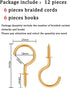 Blulu 6 Pieces Braided Curtain Tiebacks Rope Belt Curtain Ties and 6 Pieces Hooks Metal Curtain Tieback Hooks for Window Curtain Accessories (Silv...